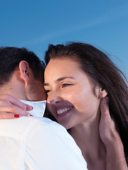 Image showing young couple  on beach have fun