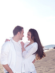 Image showing young couple  on beach have fun