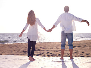 Image showing young couple  on beach have fun