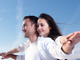 Image showing young couple  on beach have fun