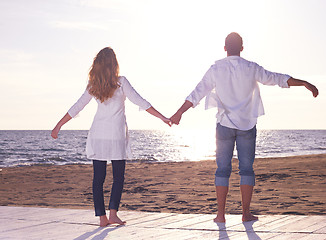 Image showing young couple  on beach have fun