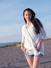 Image showing young couple  on beach have fun