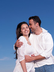 Image showing young couple  on beach have fun