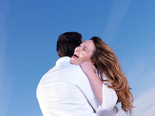 Image showing young couple  on beach have fun