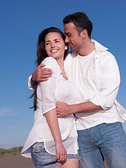 Image showing young couple  on beach have fun