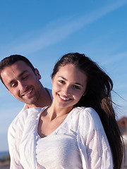 Image showing young couple  on beach have fun