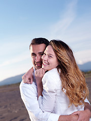 Image showing young couple  on beach have fun