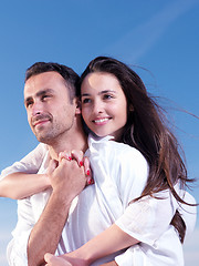 Image showing young couple  on beach have fun