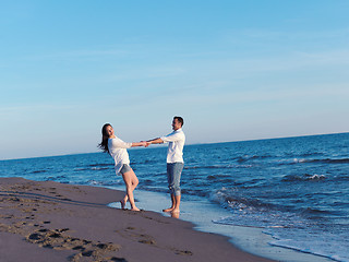 Image showing young couple  on beach have fun