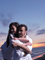 Image showing young couple  on beach have fun