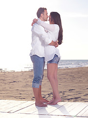 Image showing young couple  on beach have fun