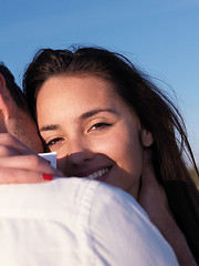 Image showing young couple  on beach have fun