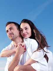 Image showing young couple  on beach have fun