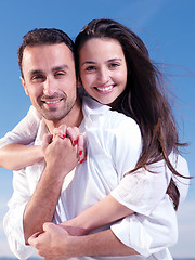 Image showing young couple  on beach have fun