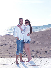 Image showing young couple  on beach have fun