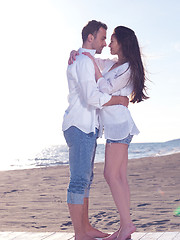 Image showing young couple  on beach have fun