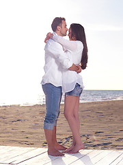 Image showing young couple  on beach have fun