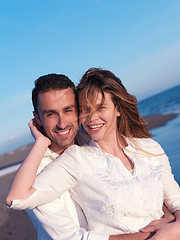 Image showing young couple  on beach have fun