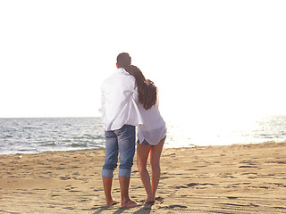 Image showing young couple  on beach have fun