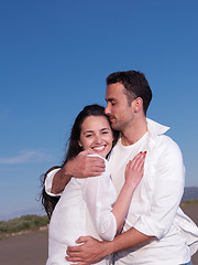 Image showing young couple  on beach have fun