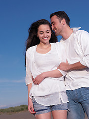 Image showing young couple  on beach have fun