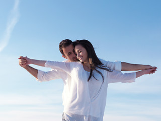 Image showing young couple  on beach have fun