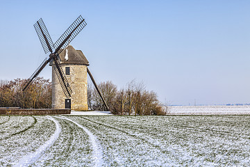 Image showing Traditional Windmill in Winter