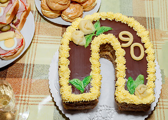 Image showing homemade birthday cake for ninety anniversary