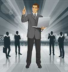 Image showing Vector Business Man Shows Something With Finger