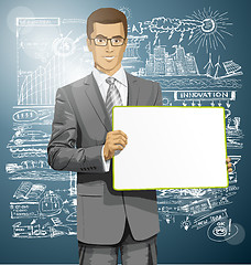 Image showing Vector Business Man with Empty Write Board