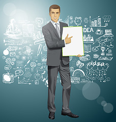 Image showing Vector Businessman With Empty Write Board