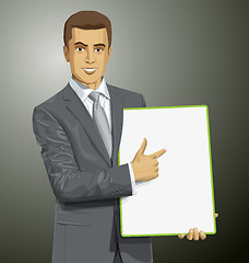 Image showing Vector Businessman With Empty Write Board