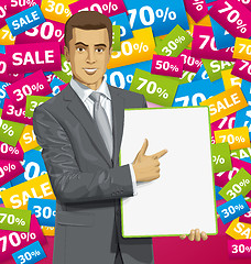 Image showing Vector Businessman With Empty Write Board