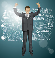 Image showing Vector Businessman With Hands Up