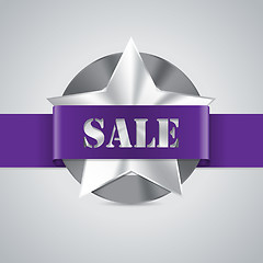 Image showing Star shaped metallic sale badge