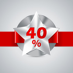 Image showing 40% discount badge with red ribbon