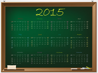 Image showing 2015 calendar on chalkboard