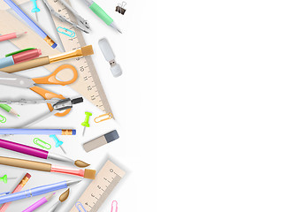 Image showing School supplies on white with copyspace. EPS 10