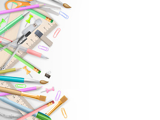 Image showing School supplies on white with copyspace. EPS 10