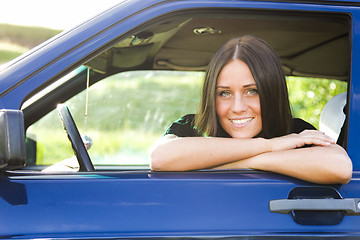 Image showing Lady and car