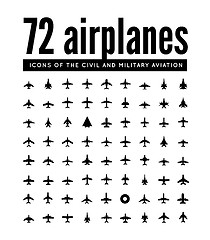 Image showing 72 vector icons of airplanes