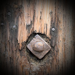 Image showing old metallic nail in wood