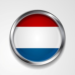 Image showing Abstract button with metallic frame. Netherlands flag