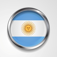 Image showing Abstract button with metallic frame. Argentinean flag