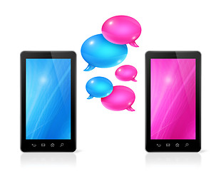 Image showing Speech bubbles and mobile phones