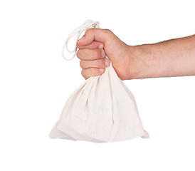 Image showing Dirty old brown textured sack isolated 