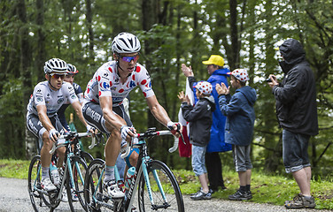 Image showing Polka Dot Jersey and White Jersey in Action