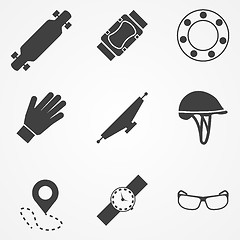 Image showing Vector icons for accessories for longboarders