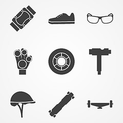 Image showing Vector icons for accessories for longboarders