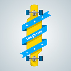 Image showing Ad layout for longboard with blue ribbon.